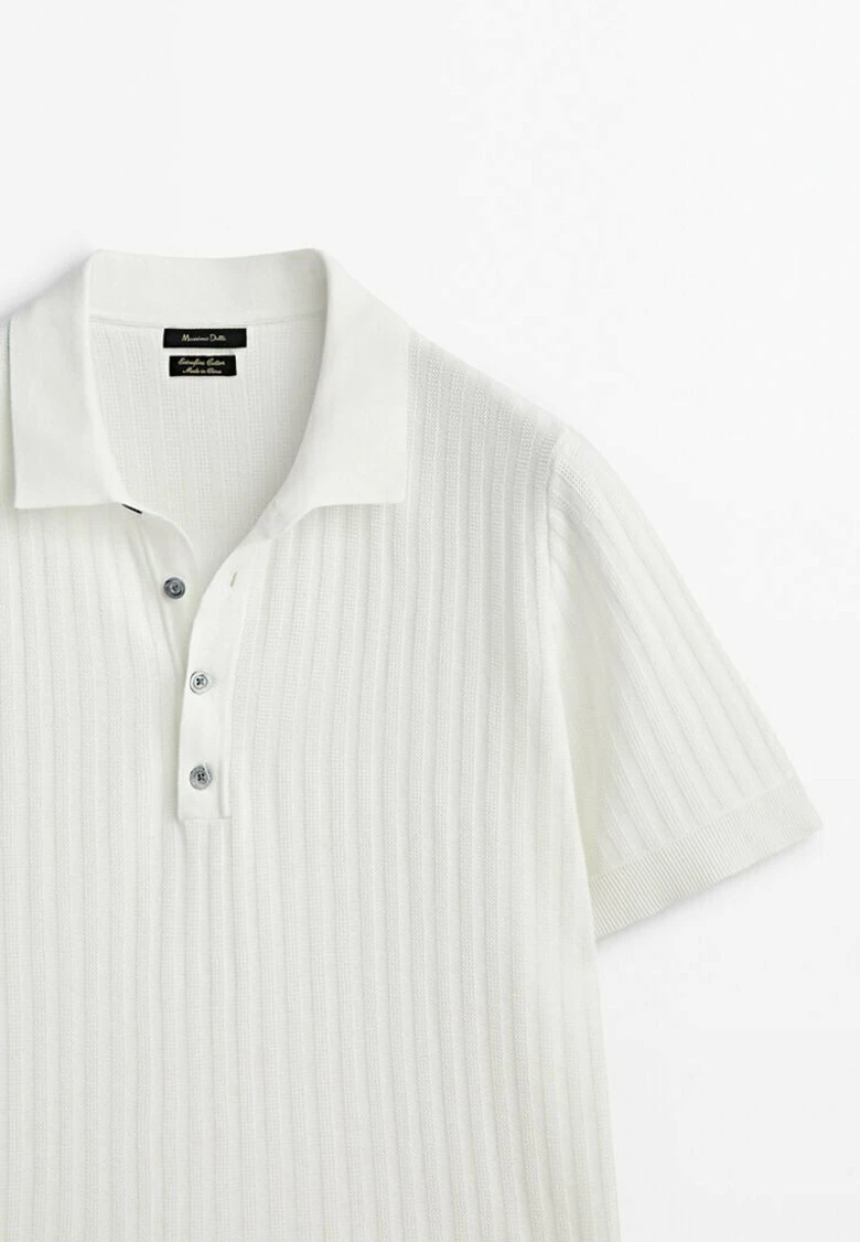 Massimo Dutti Vertical Textured - Polo Shirt - Beige 10 Massimo Dutti Vertical Textured - Polo Shirt - Beige - Image 8