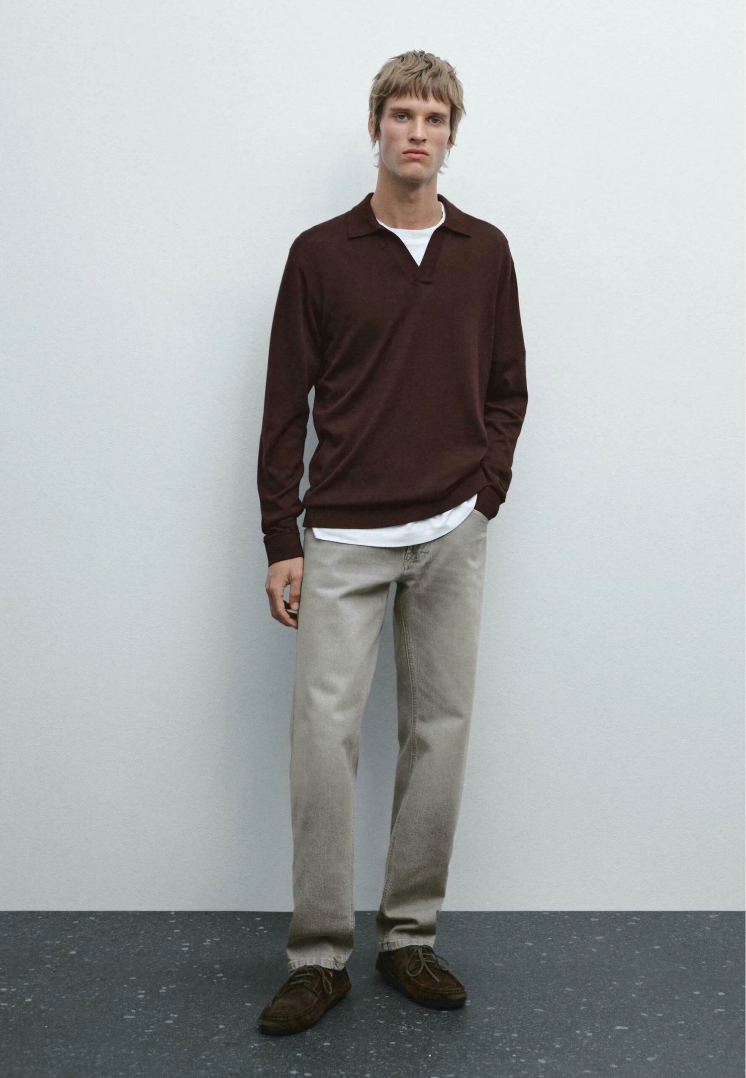 Massimo Dutti LONG SLEEVE POLO COLLAR - Long Sleeved Top - Bordeaux 4 Massimo Dutti LONG SLEEVE POLO COLLAR - Long Sleeved Top - Bordeaux - Image 2