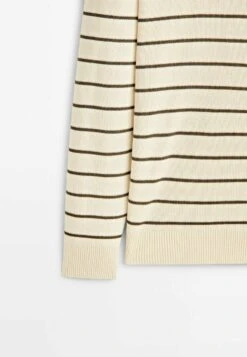 Massimo Dutti Striped Mock Neck With Zip- Jumper - Beige -Massimo Dutti Shop 7eb6d3d9bc1d48ac956347cee18e3ddd