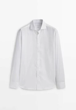 Massimo Dutti Textured Thick - Formal Shirt - White -Massimo Dutti Shop 7eba8a216772486abe7f943af9941133