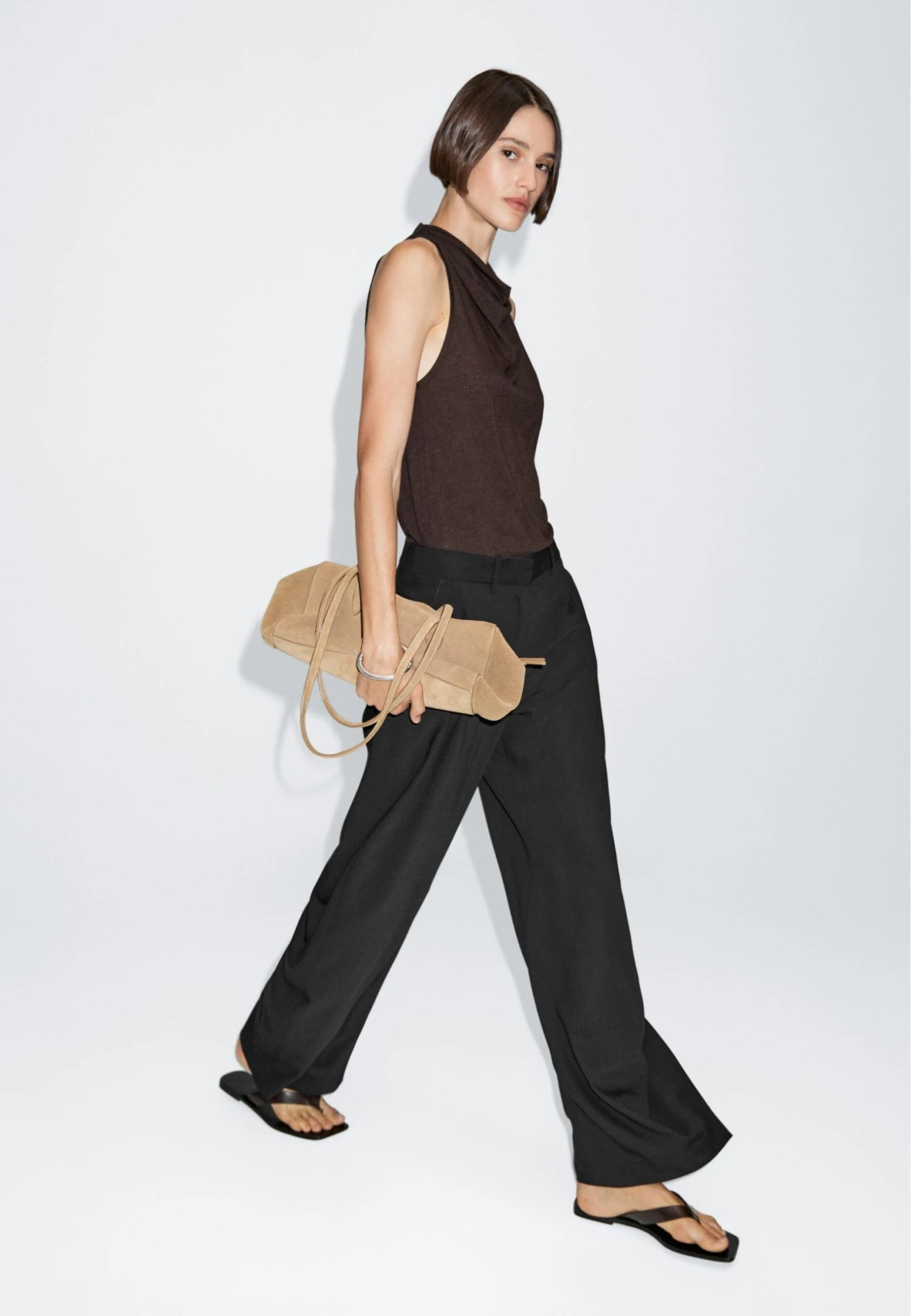 Massimo Dutti SLEEVELESS WITH DRAPED NECKLINE - Top - Mottled Dark Brown 6 Massimo Dutti SLEEVELESS WITH DRAPED NECKLINE - Top - Mottled Dark Brown - Image 4