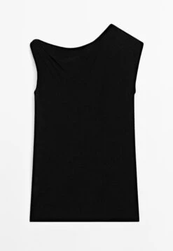 Massimo Dutti ASYMMETRIC WITH KNOT DETAIL - Top - Black -Massimo Dutti Shop 7f4477da094244418c55fe1d264b162e