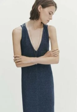 Massimo Dutti Long With Crossed Straps At The Back - Maxi Dress - Blue -Massimo Dutti Shop 7f52eff22ae643669d2a2b2b50ae31f2