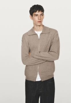 Massimo Dutti ZIP-UP HIGH NECK - Cardigan - Light Brown -Massimo Dutti Shop 7f8444509ce44f958b5d1a466df955e0