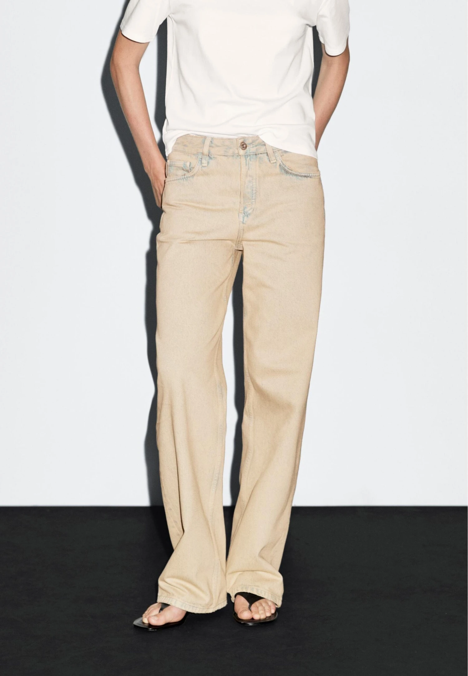 Massimo Dutti MID-RISE WIDE-LEG - Loose Jeans - Beige 3 Massimo Dutti MID-RISE WIDE-LEG - Loose Jeans - Beige