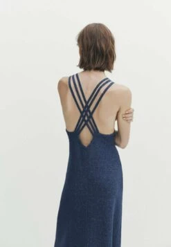 Massimo Dutti Long With Crossed Straps At The Back - Maxi Dress - Blue -Massimo Dutti Shop 7fe0eb3b16e14348902b07b89bf8dea3