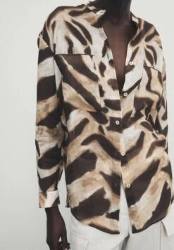 Massimo Dutti Animal Print - Button-Down Blouse - Brown