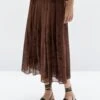 Massimo Dutti FLARED FLORAL PRINT MIDI - Pleated Skirt - Mottled Dark Brown -Massimo Dutti Shop 804d7b117deb435a984d2c131f6cd476
