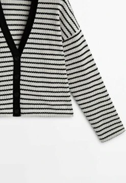 Massimo Dutti Textured Striped - Cardigan - White -Massimo Dutti Shop 80907a12f43e480abfe5f0b0ce7b7b52