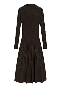 Massimo Dutti LONG PLEATED STRETCH - Maxi Dress - Dark Brown -Massimo Dutti Shop 80c2d7b682264f29ace3fb0f64644228