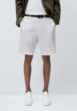 Massimo Dutti Micro-Twill Bermuda- Shorts - White