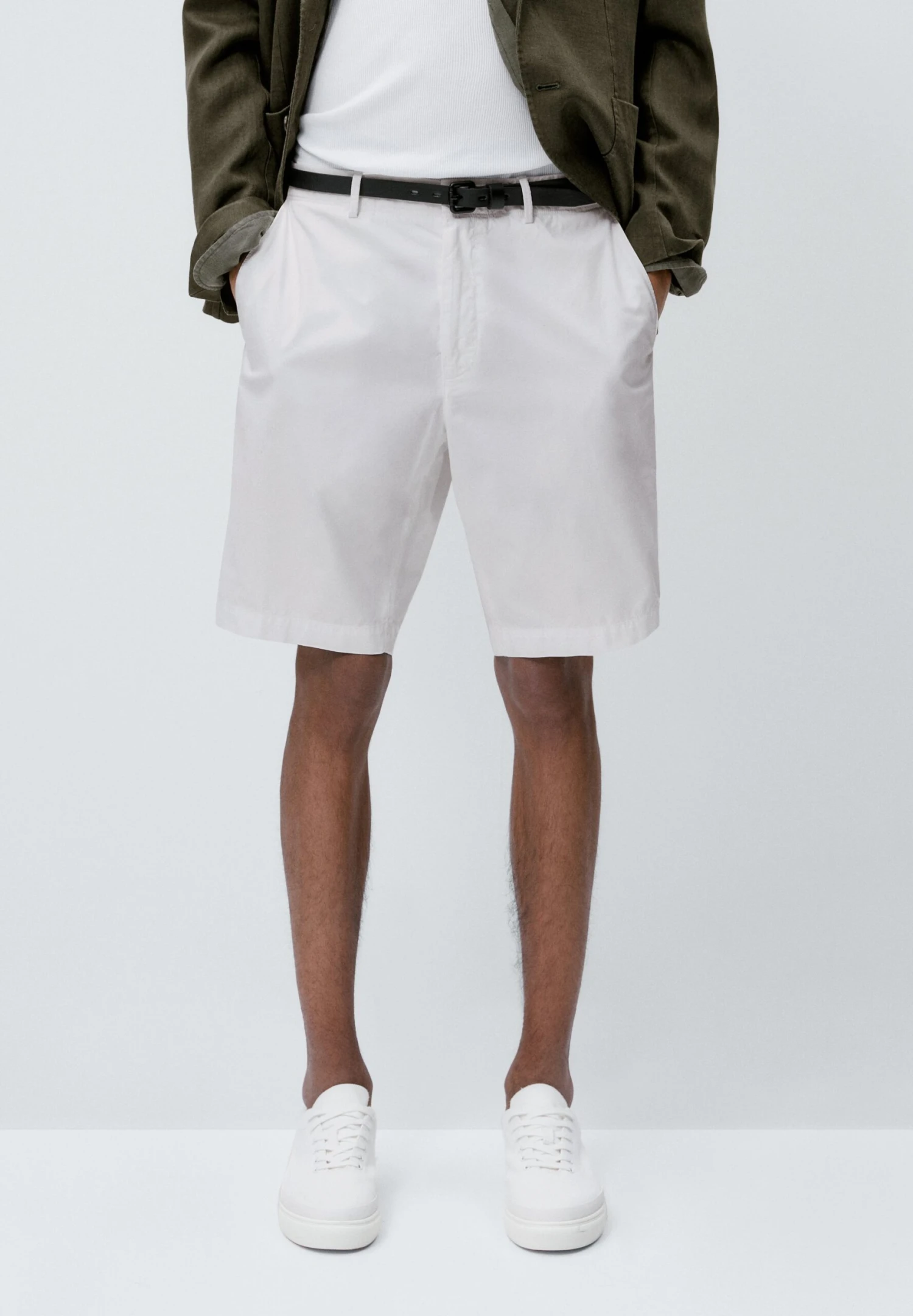 Massimo Dutti Micro-Twill Bermuda- Shorts - White 3 Massimo Dutti Micro-Twill Bermuda- Shorts - White