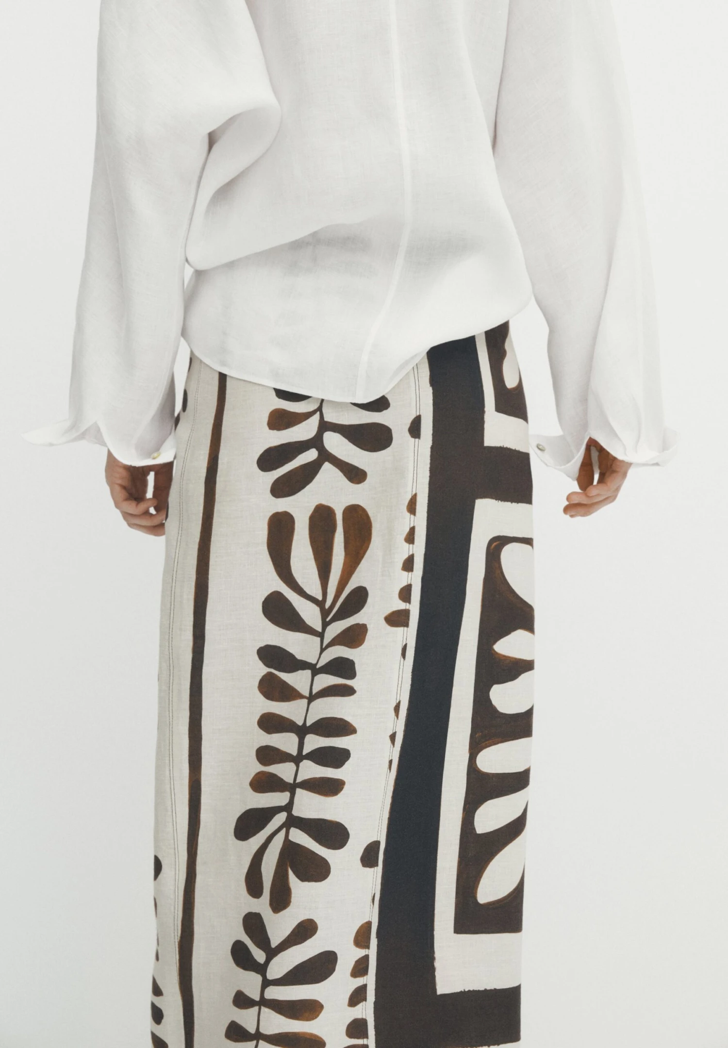 Massimo Dutti Leaf Print Midi - Wrap Skirt - Brown 5 Massimo Dutti Leaf Print Midi - Wrap Skirt - Brown - Image 3