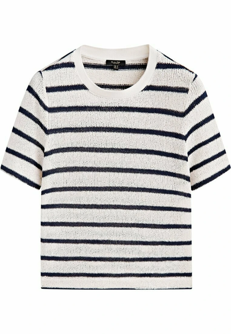 Massimo Dutti Textured Striped Blend - Print T-Shirt - Beige 6 Massimo Dutti Textured Striped Blend - Print T-Shirt - Beige - Image 4