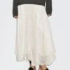 Massimo Dutti ASYMMETRIC CHECK MIDI - Maxi Skirt - White
