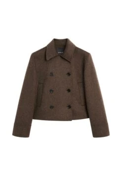 Massimo Dutti SHORT DOUBLE-BREASTED - Short Coat - Mottled Dark Brown -Massimo Dutti Shop 81e37c3b187f43c4b66bc0209e1e0850