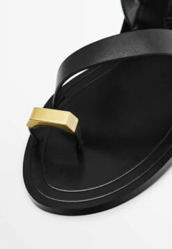Massimo Dutti Slider With Metallic Piece- T-Bar Sandals - Black -Massimo Dutti Shop 82349e7b614d4c388dac732b58c0af2b