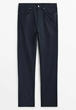 Massimo Dutti Poplin- Straight Leg Jeans - Blue -Massimo Dutti Shop 823b8af6f62340ceb5ab45fb0566a690