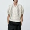 Massimo Dutti Striped Short Sleeve - Polo Shirt - Light Yellow -Massimo Dutti Shop 8246c1733d894aea8764795915cd24bf