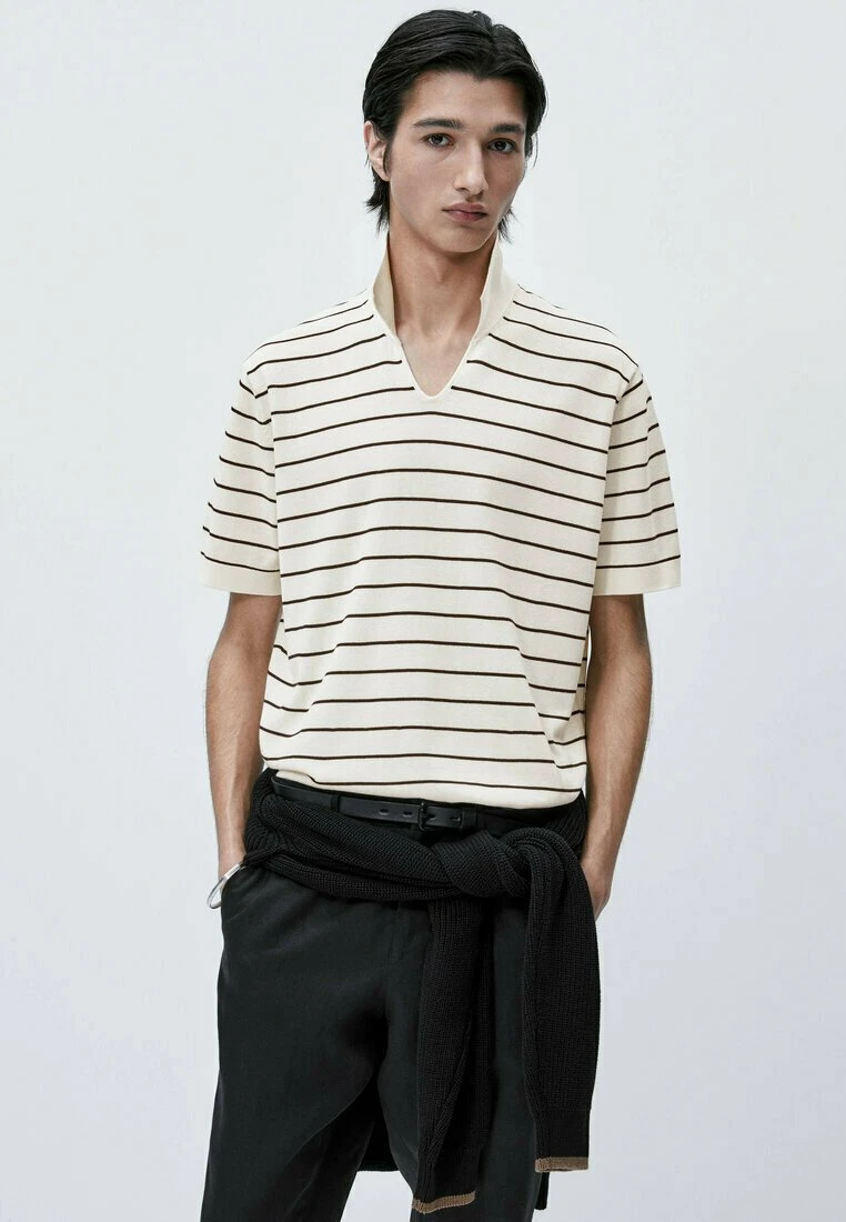 Massimo Dutti Striped Short Sleeve - Polo Shirt - Light Yellow 3 Massimo Dutti Striped Short Sleeve - Polo Shirt - Light Yellow