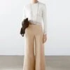 Massimo Dutti HIGH-WAIST WIDE-LEG - Trousers - Beige -Massimo Dutti Shop 8255d0644cc646fdaffc868c058555a2