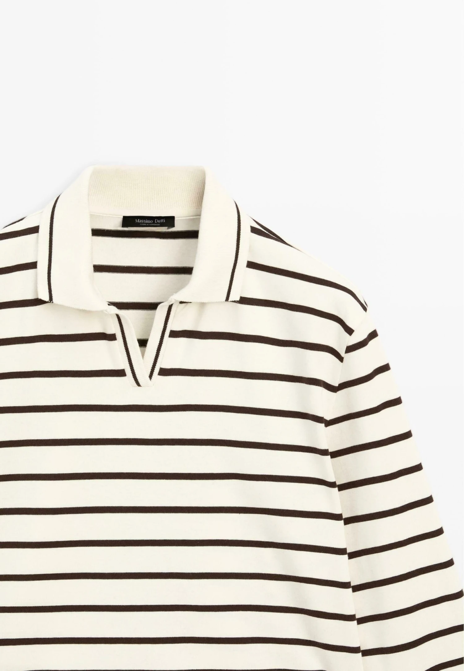 Massimo Dutti LONG SLEEVED STRIPED - Polo Shirt - Beige 9 Massimo Dutti LONG SLEEVED STRIPED - Polo Shirt - Beige - Image 7