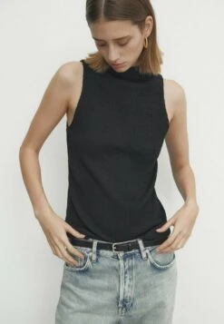 Massimo Dutti Textured Mock Turtleneck - Top - Black -Massimo Dutti Shop 827e87663aaa4a60b9e3b230c4a9a7da