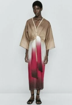 Massimo Dutti Tie-Dye With Knot Detail - Maxi Dress