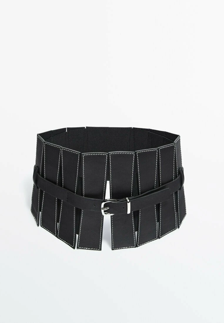 Massimo Dutti Studio - Sash With Topstitching Pieces- Waist Belt - Black 10 Massimo Dutti Studio - Sash With Topstitching Pieces- Waist Belt - Black - Image 8