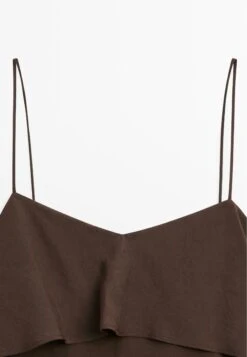 Massimo Dutti LONG V-NECK RUFFLED - Maxi Dress - Mottled Dark Brown -Massimo Dutti Shop 82eea654a7a34ecd879cc51ce1472d61