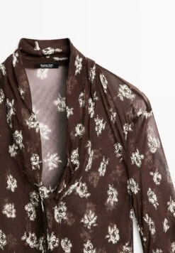 Massimo Dutti FLOWING GARMENT WITH SCARF COLLAR - Blouse - Mottled Dark Brown 17 Massimo Dutti FLOWING GARMENT WITH SCARF COLLAR - Blouse - Mottled Dark Brown -Massimo Dutti Shop 830aa36994044ca983a01fcd6d074613