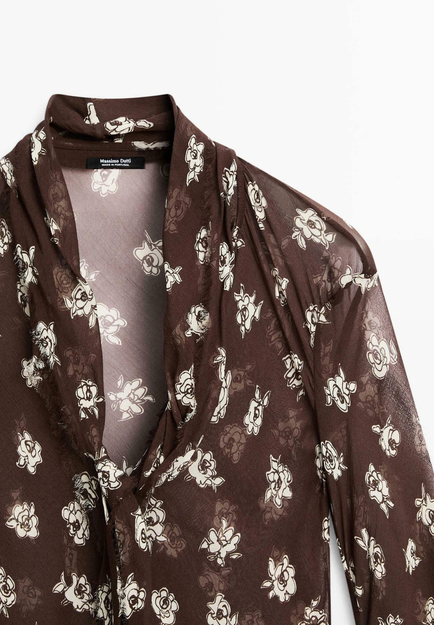 Massimo Dutti FLOWING GARMENT WITH SCARF COLLAR - Blouse - Mottled Dark Brown 9 Massimo Dutti FLOWING GARMENT WITH SCARF COLLAR - Blouse - Mottled Dark Brown - Image 7