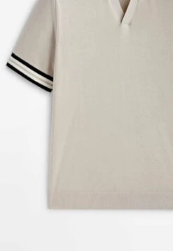 Massimo Dutti Contrast Short Sleeve - Polo Shirt - Beige -Massimo Dutti Shop 8318716b953540e69ce2ea444d5fbb71