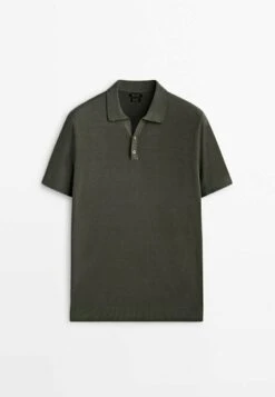 Massimo Dutti With V-Neck And Buttons - Polo Shirt - Khaki -Massimo Dutti Shop 832e7f3fe6e24bf68cf2ec20fae8e18a