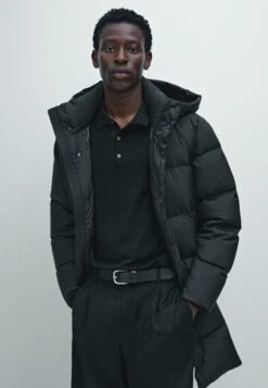 Massimo Dutti LONG WATER-REPELLENT PUFFER - Down Jacket - Black