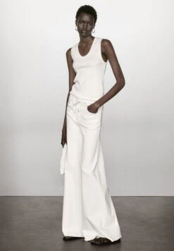 Massimo Dutti HEAVY WEIGHT RIBBED ROUND NECK - Basic T-shirt - White