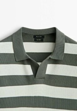 Massimo Dutti Striped Short Sleeve- Polo Shirt - Mottled Green -Massimo Dutti Shop 83d1688f490344ecaf9ba5632497bc21