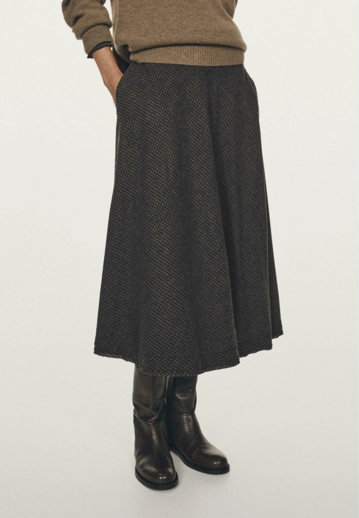 Massimo Dutti GINGHAM - A-line Skirt - Black 3 Massimo Dutti GINGHAM - A-line Skirt - Black