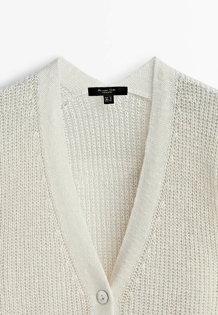 Massimo Dutti PurlWith Vents- Cardigan - Beige 10 Massimo Dutti PurlWith Vents- Cardigan - Beige - Image 8