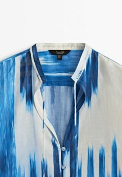 Massimo Dutti With Ikat Print And Ties- Button-Down Blouse - Neon Blue -Massimo Dutti Shop 845f53281dc74c588cae756b2ff6c470