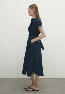 Massimo Dutti Poplin With Knot Detail- Shirt Dress - Dark Blue -Massimo Dutti Shop 84827ca535fc4638a28cca0377fecff5