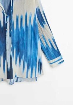 Massimo Dutti With Ikat Print And Ties- Button-Down Blouse - Neon Blue -Massimo Dutti Shop 848b972924514ed3a931df76e1b11369