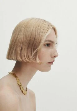 Massimo Dutti Rough-Textured - Necklace - Gold Coloured