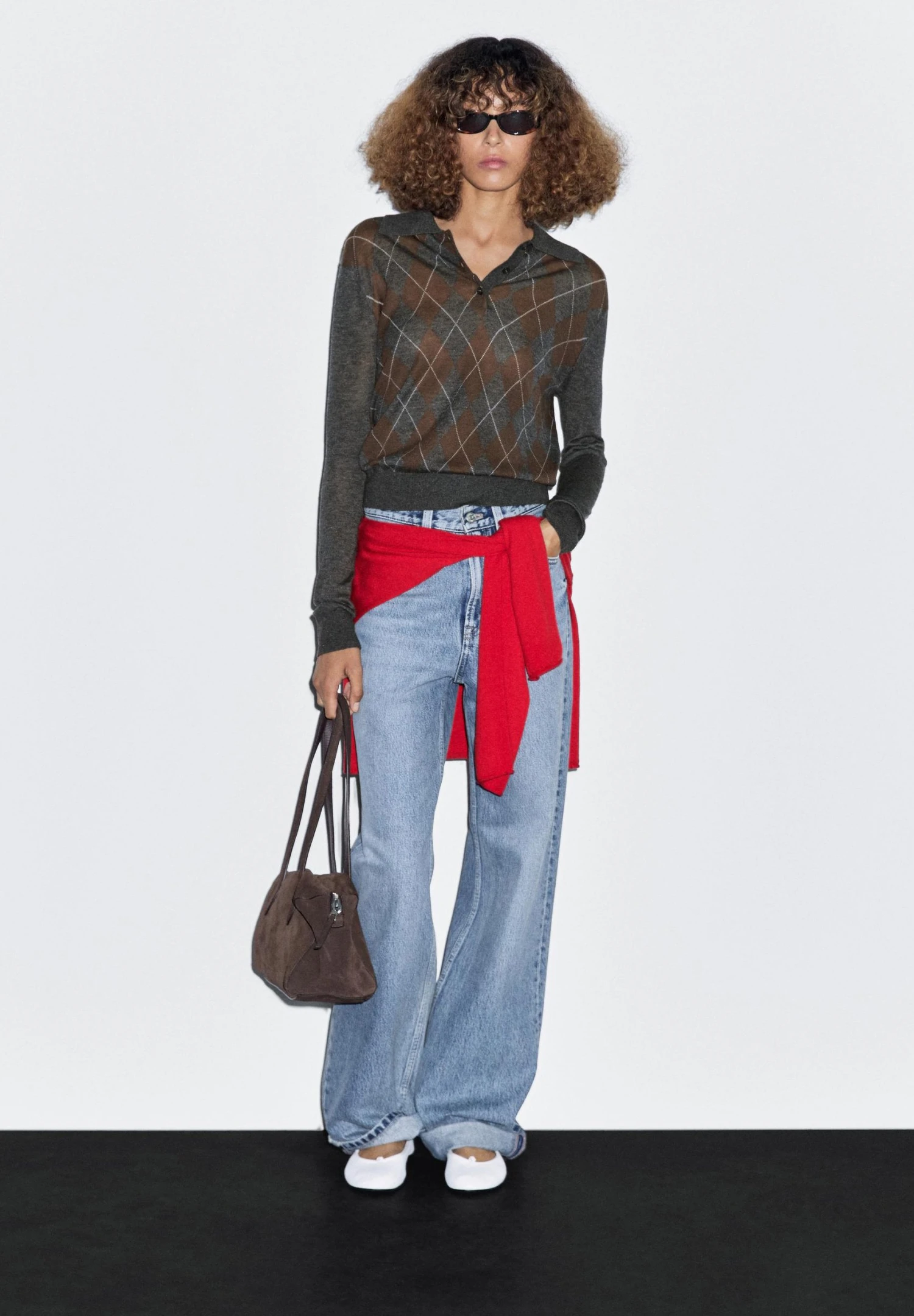 Massimo Dutti POLO COLLAR WITH DIAMOND DETAIL - Polo Shirt - Dark Grey 4 Massimo Dutti POLO COLLAR WITH DIAMOND DETAIL - Polo Shirt - Dark Grey - Image 2