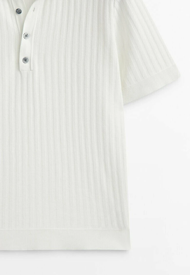 Massimo Dutti Vertical Textured - Polo Shirt - Beige 11 Massimo Dutti Vertical Textured - Polo Shirt - Beige - Image 9