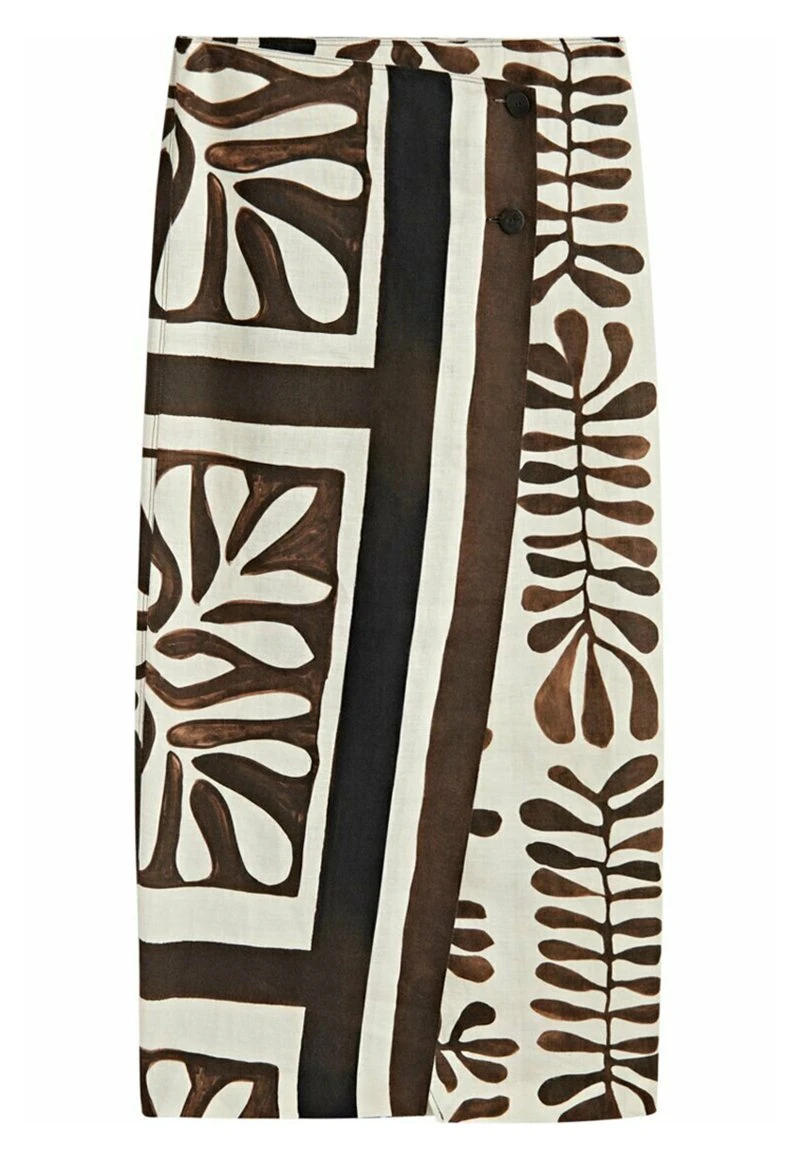 Massimo Dutti Leaf Print Midi - Wrap Skirt - Brown 7 Massimo Dutti Leaf Print Midi - Wrap Skirt - Brown - Image 5
