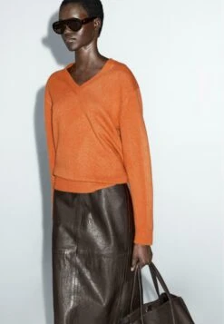 Massimo Dutti V-NECK - Jumper - Orange