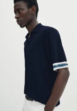 Massimo Dutti Contrast Short Sleeve - Polo Shirt - Blue -Massimo Dutti Shop 8542b79b1b13453bb3389583c5276202