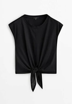 Massimo Dutti 100 Front Knot - Print T-Shirt - Black -Massimo Dutti Shop 85840a6ed5374fe2a38d096323b67c5d