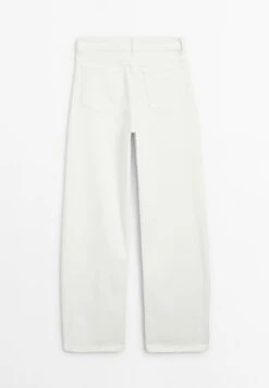 Massimo Dutti HIGH-WAIST BARREL FIT - Wide Leg - White -Massimo Dutti Shop 859363e01f55421a84d4f33824d7d48a